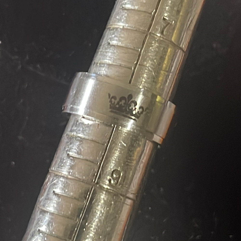 Stainless “His Queen” Crown Accent Ladies Wedding Band, Size 8